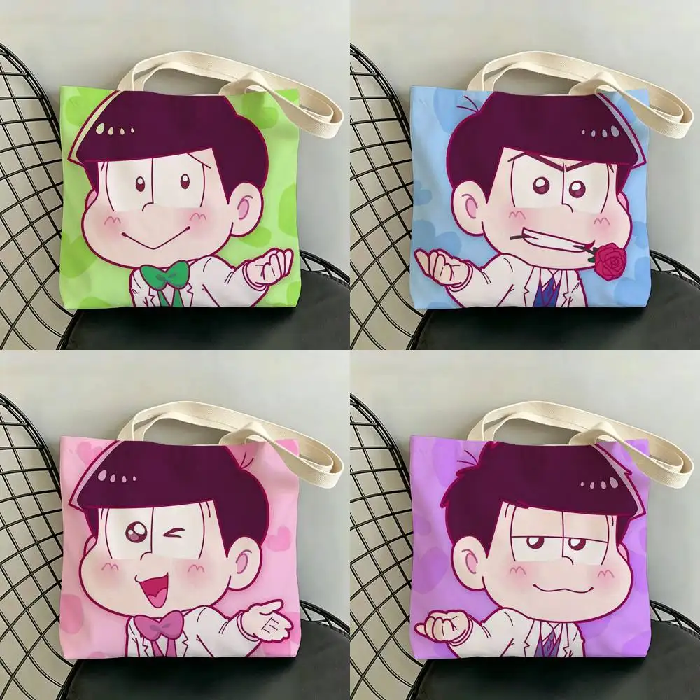 Сумки для хранения O-Osomatsu Comics S-San с двусторонним принтом, большая сумка-тоут, прочная, для пляжа и пикника, складная, подарочная, экологичная