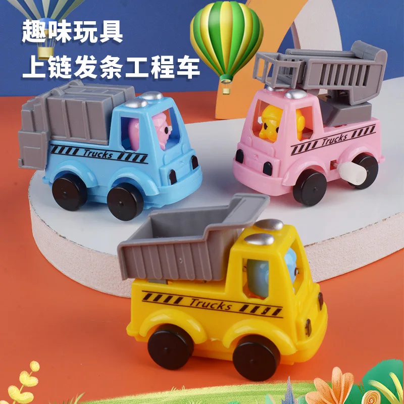 Petite voiture mécanique de dessin animé pour enfants, véhicules d'ingénierie à remonter, simulation créative, jouet mignon, marche, cadeaux d'anniversaire pour enfants