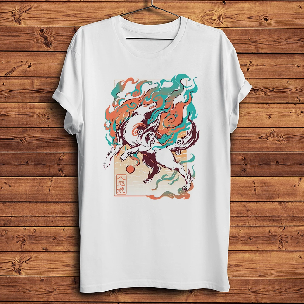 Amaterasu wolf Okami Funny manga anime T Shirt Men Short Sleeve TShirt Unisex Daily Casual Breathable Streetwear Tee