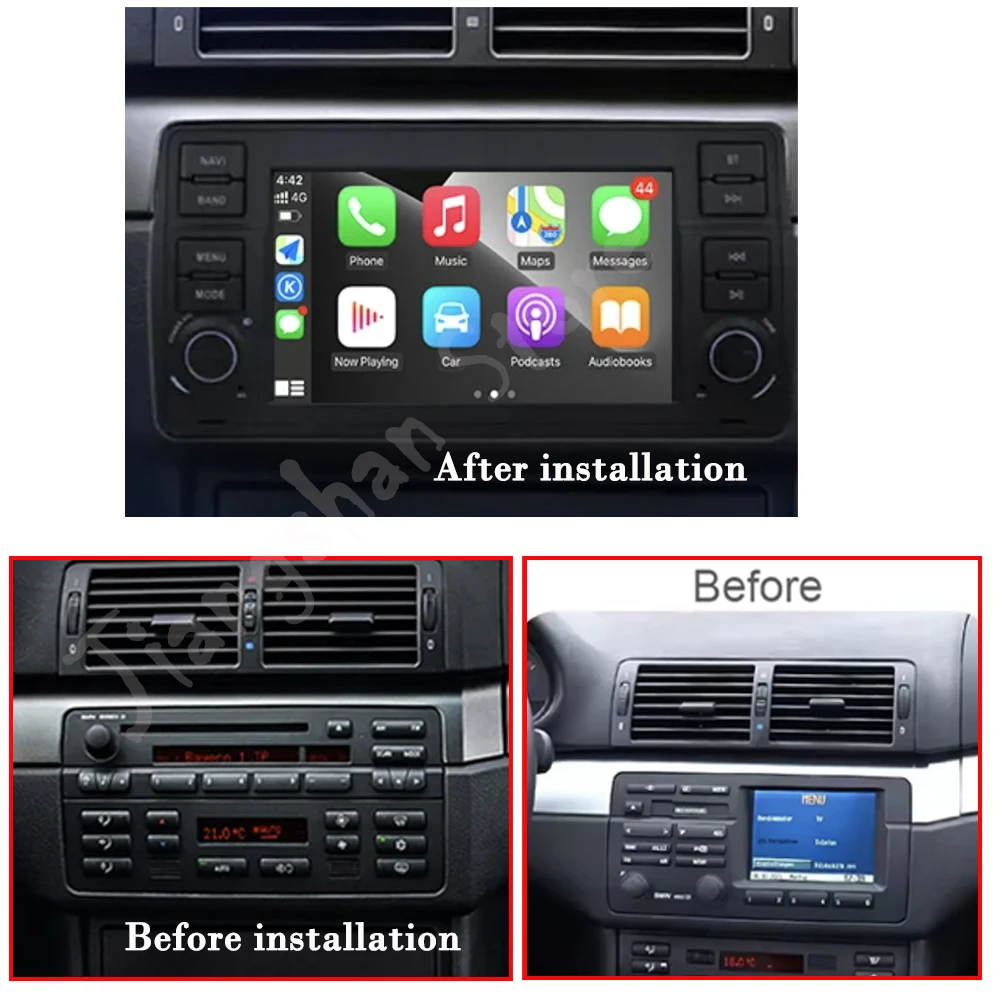 7" WIFI RDS IPS Android 14 for BMW E46 M3 318/320/325 Radio GPS Navigation Player BT Multimedia Player Wireless Carplay