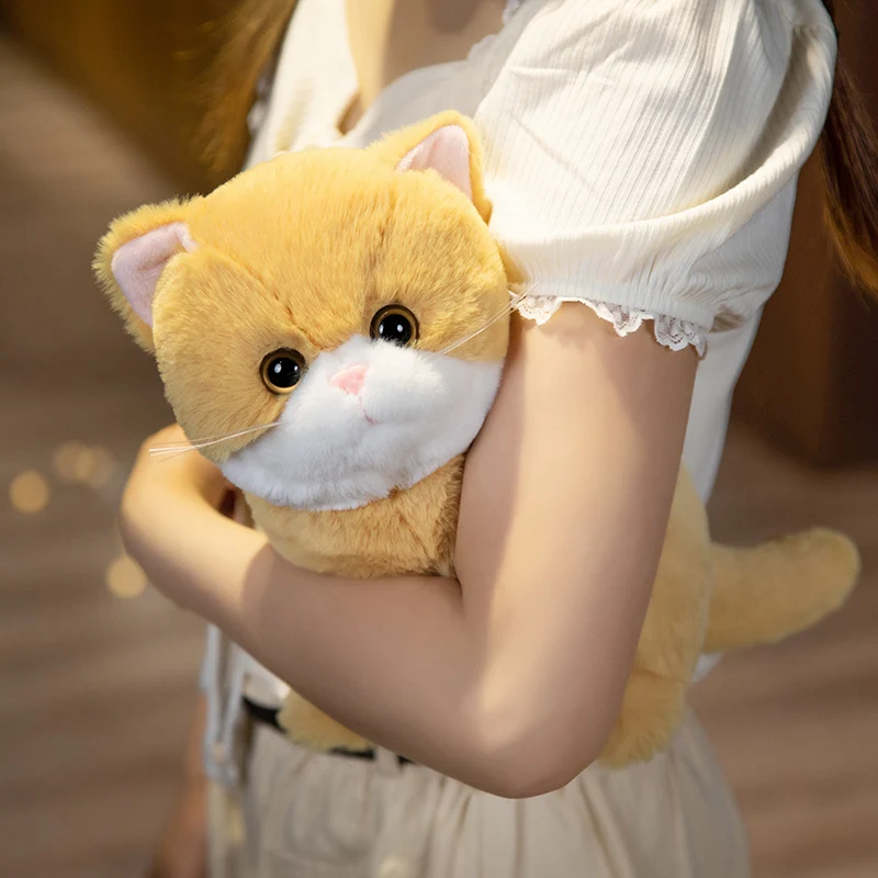 Jouet en peluche de chat de dessin animé réaliste pour les filles, jouet de beurre mignon, décoration d'intérieur, beaux chats, cadeaux de Noël, simulation, 26cm