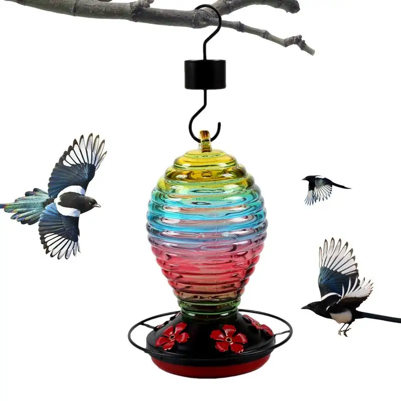 Hummingbird Water Feeder Bird Feeder For Outside Window Tree Heavy Duty Colorful Flower Feeding Ports Simple Installation For