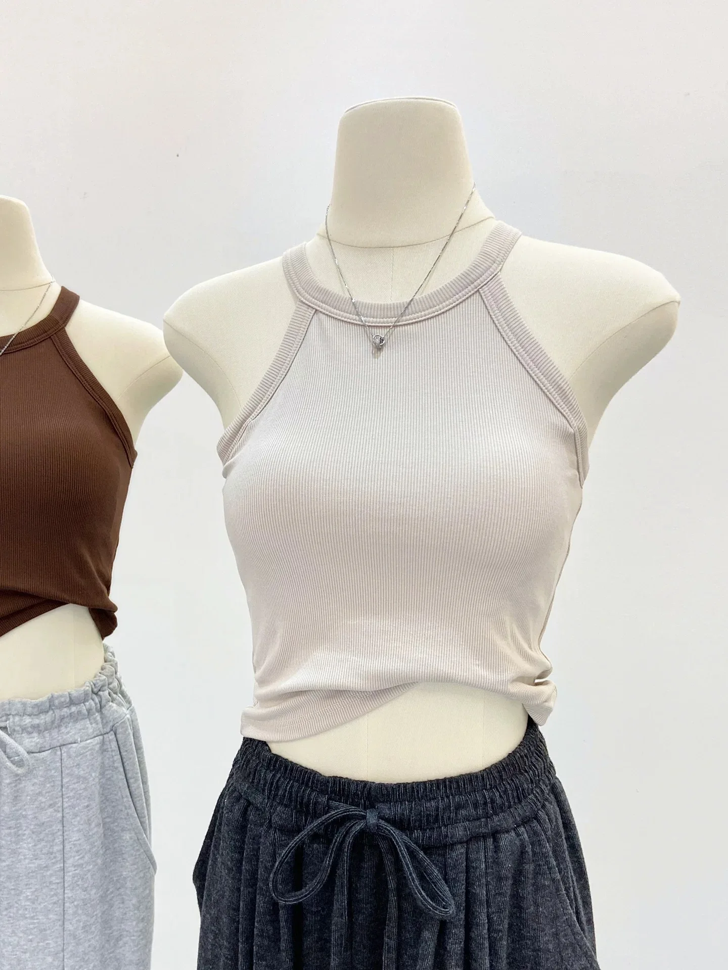 95% Cotton Sports Yoga Women's Bralette Tank Top with Chest Pad Beautiful Back Strap Vest Outdoor Wear Inner Match Hanging Ne...