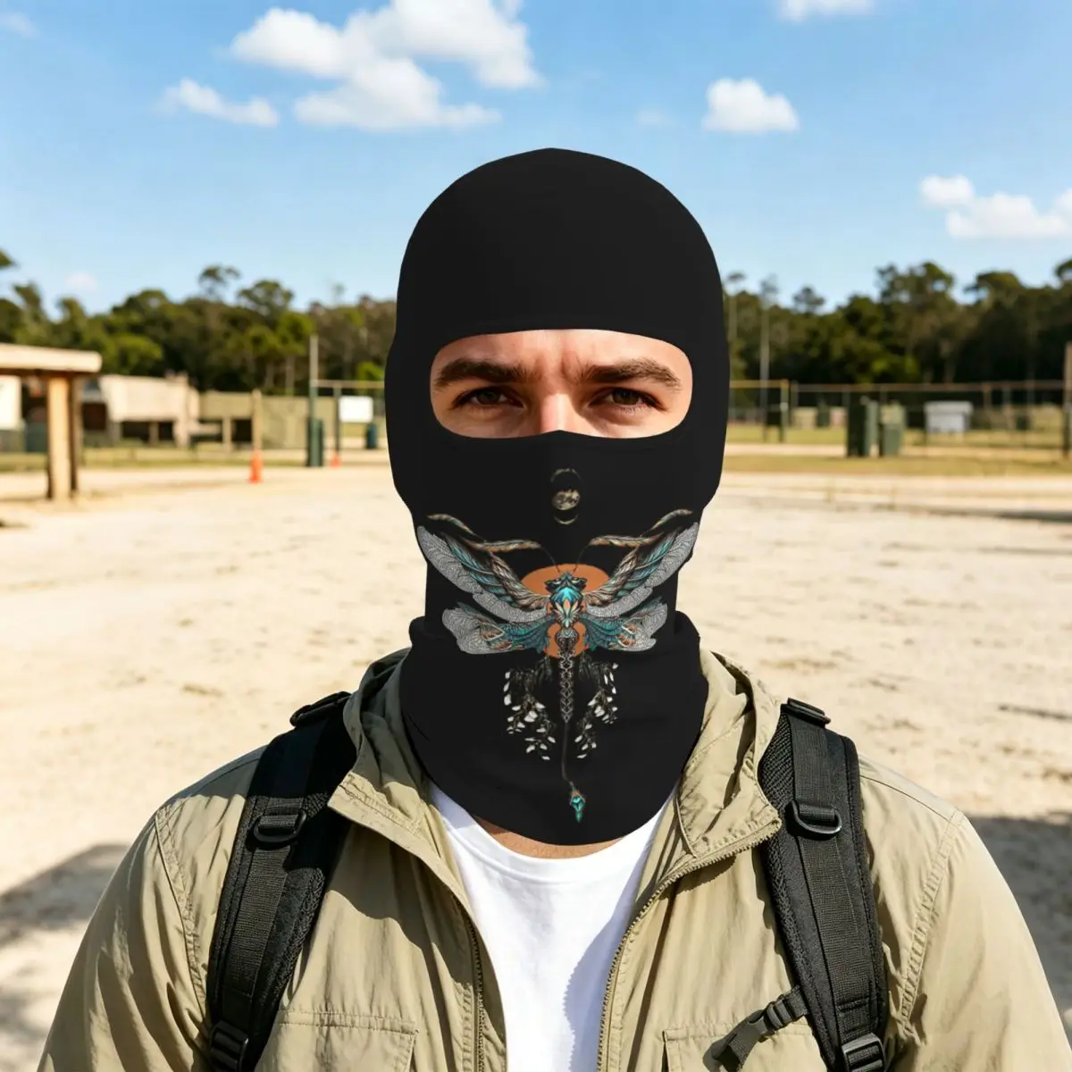 Dragon Fly Tattoo Breathable Thin Balaclava Full Face Mask Sun Protection Neck Gaiter For Motorcycle Cycling Fishing Outdoor