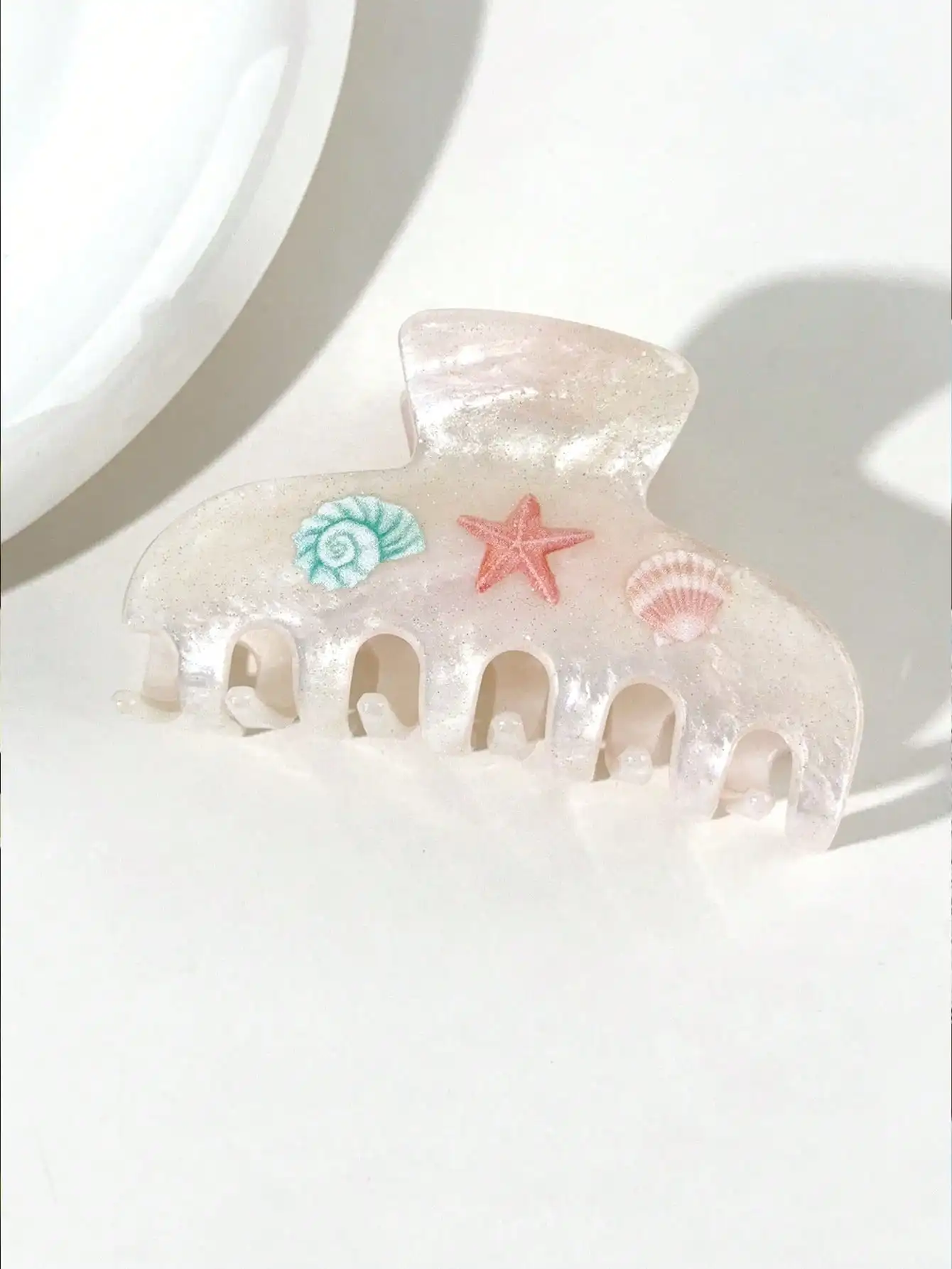 1pc/3pcs Women's Large Hair Claw Ocean Series Colorful Hair Clips Starfish Seashell Pattern Large Hair Clips Summer Style Hair Claw Back Of Head Hair Clips