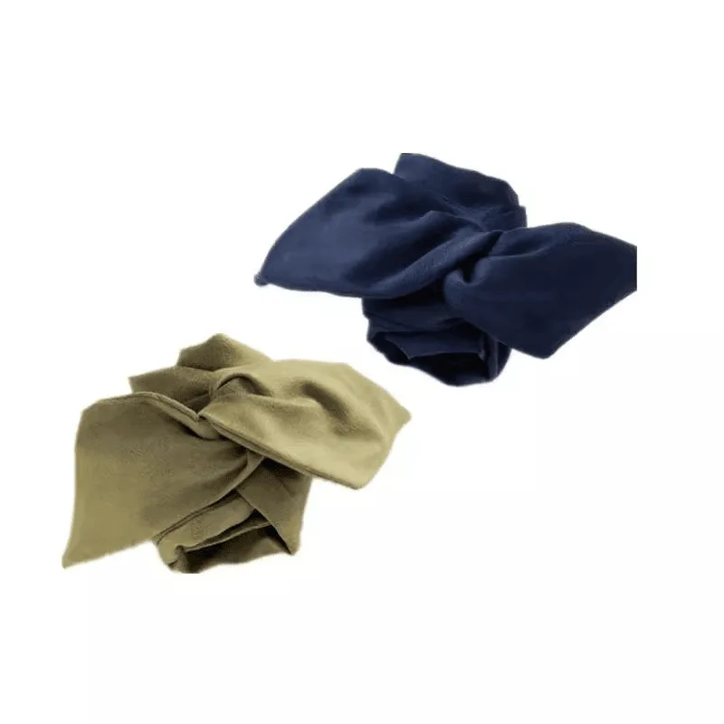 Japanese Retro Solid Color Fabric Wire Hair Tie, Wide Band Hair Scarf for Women, Low Ponytail Wrapping Hairband
