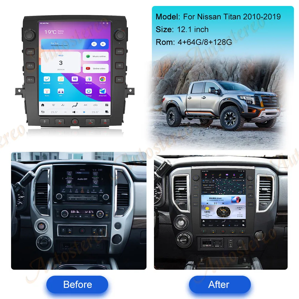 12.1 Inch Android Car Radio for Nissan Titan 2015-2019 Carplay Tesla Screen Car Radio GPS Navigation Multimedia Player Head Unit