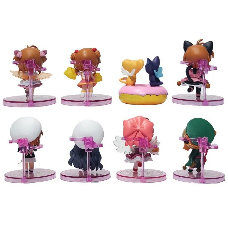 Figurka Magicznej Dziewczyny z Kwiatem Wiśni w Wersji Q, Karta Magiczna, Kinomoto Sakura, 8 Wzorów, Zmieniająca Się Niespodzianka, Ozdoba na Tort, Prezent