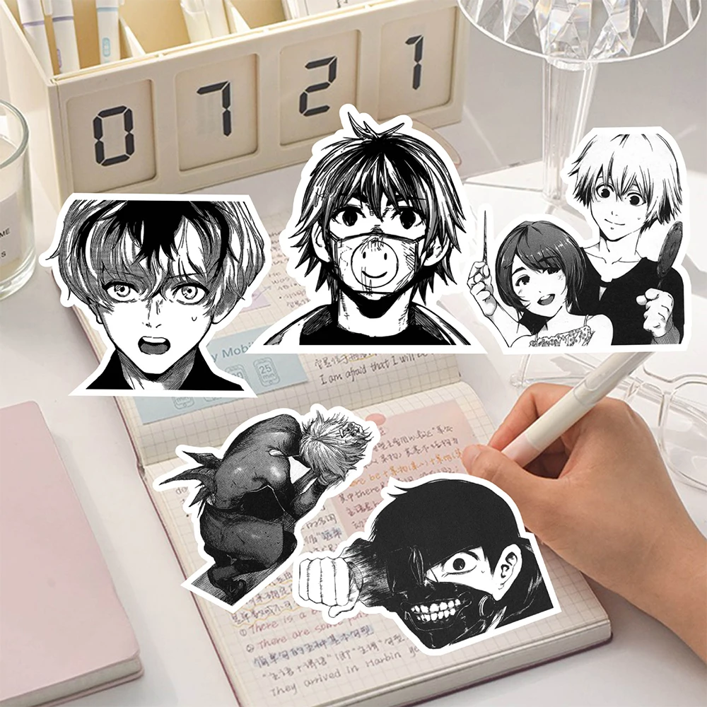 10/30/67PCS Black White Tokyo Ghoul Stickers Kaneki Ken Anime Decals Decorative Scrapbooking Laptop Stationery Kids Manga Toys