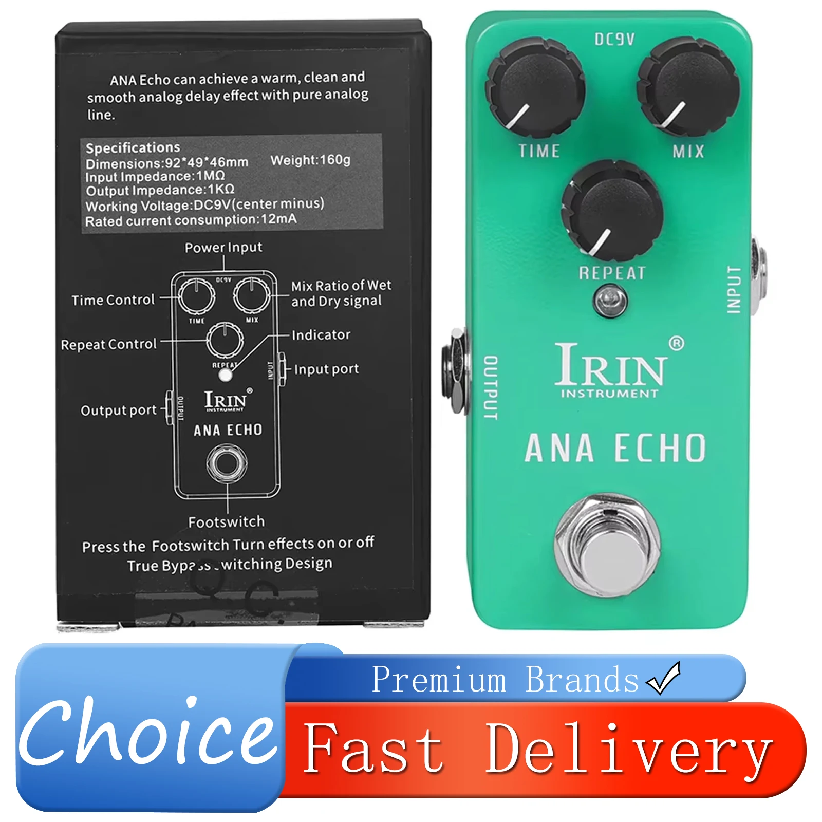 

IRIN RS-10 Ana Echo Guitar Effect Pedal Smooth Analog Delay Effects True Bypass Pure Analog Line Pedals Electric Guitarra Parts