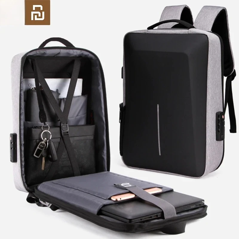 

Youpin Casual Hard Shell Backpack Anti-theft Backpack High Capacity Travel USB Charging Bag Fashion Business Computer Bag Male