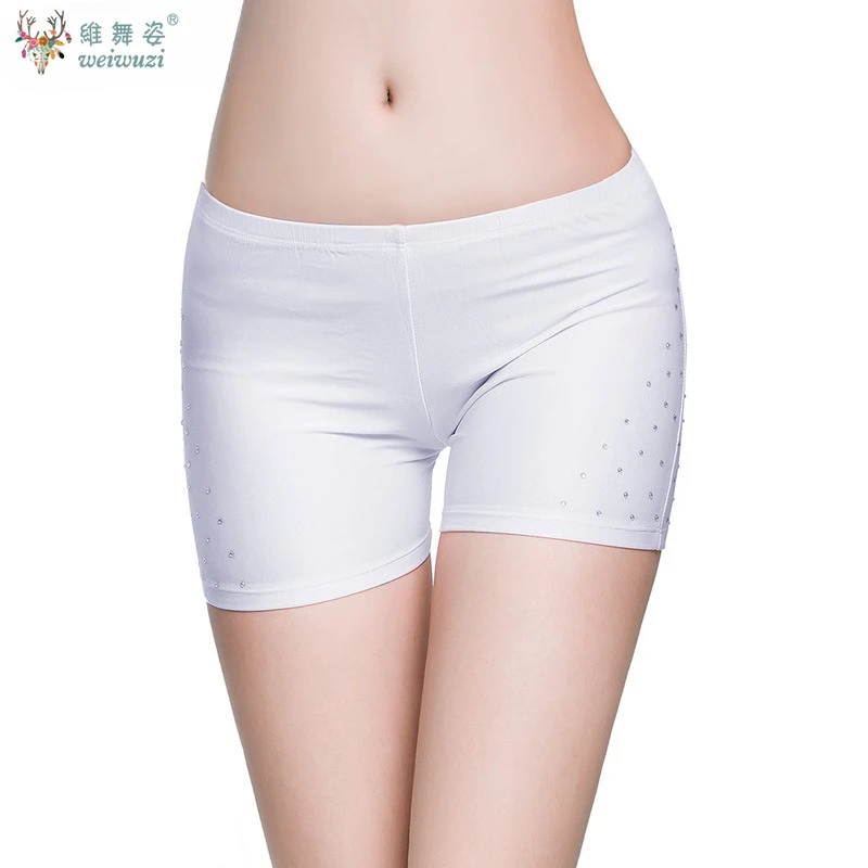 Short de sécurité du ventre pour femmes, Leggings moulants, pantalons de sécurité extensibles avec diamants, pantalons courts, culottes solides confortables