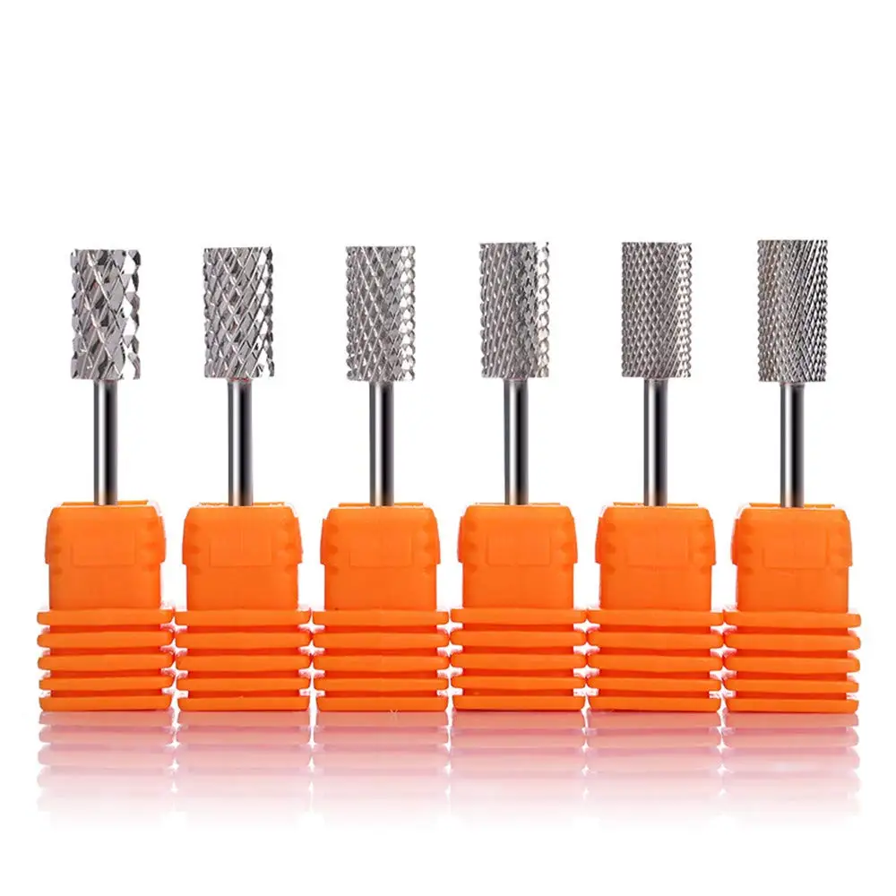 Silver Nail Drill Bits Large Barrel Head to Nails Rotary Tungsten Carbide 3/32'' Sander Tips For Nail Art Salon Manicure