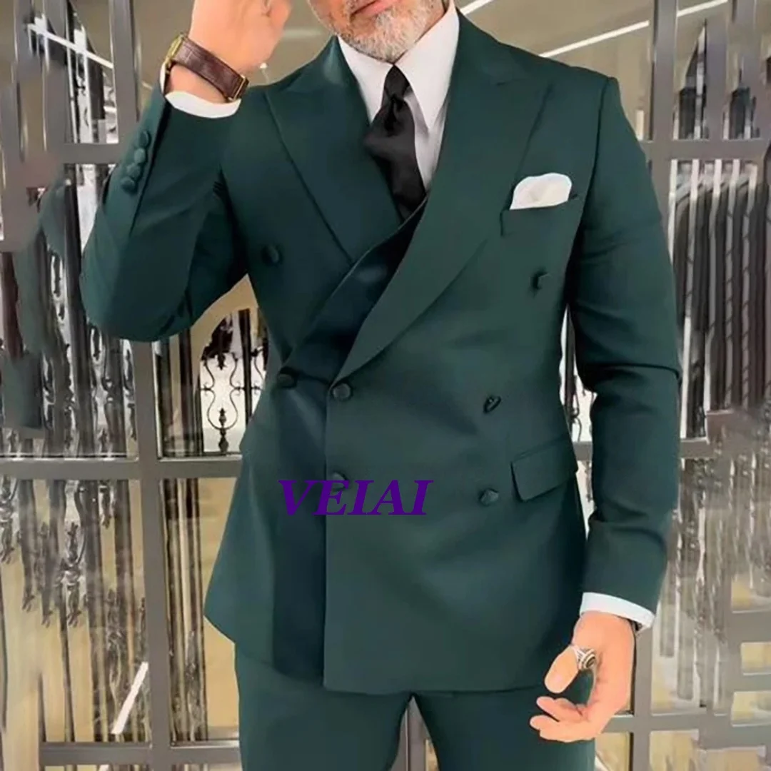 

Customized2 Piece Jacket Pants Men's Suits Elegant Smart Casual Double Breasted Blazer High Quality Business Male Clothing Outfi