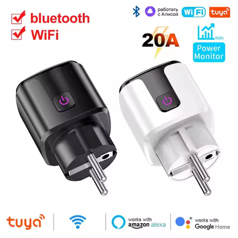 Smart Plug Tuya Smart Socket EU 20A WiFi Voice Control Yandex Alice Alexa Google Home For Tuya Smart Life APP Power Metering