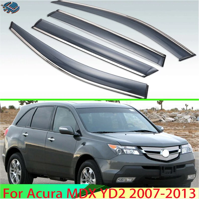 For Acura MDX YD2 2007-2013 Plastic Exterior Visor Vent Shades Window Sun Rain Guard Deflector 4pcs 2009 2010 2011 2012 2008