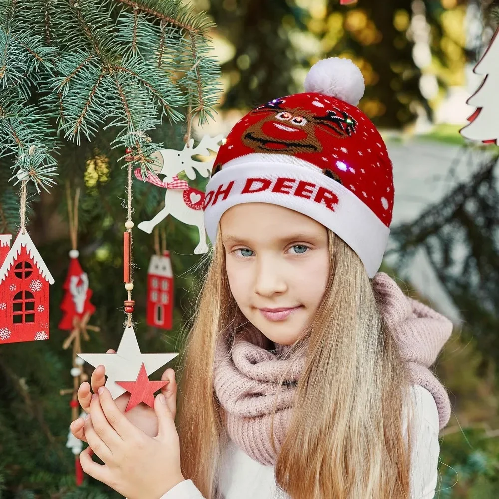 Light Up Christmas Sweater Hat - Unisex Knitted Cap for Winter