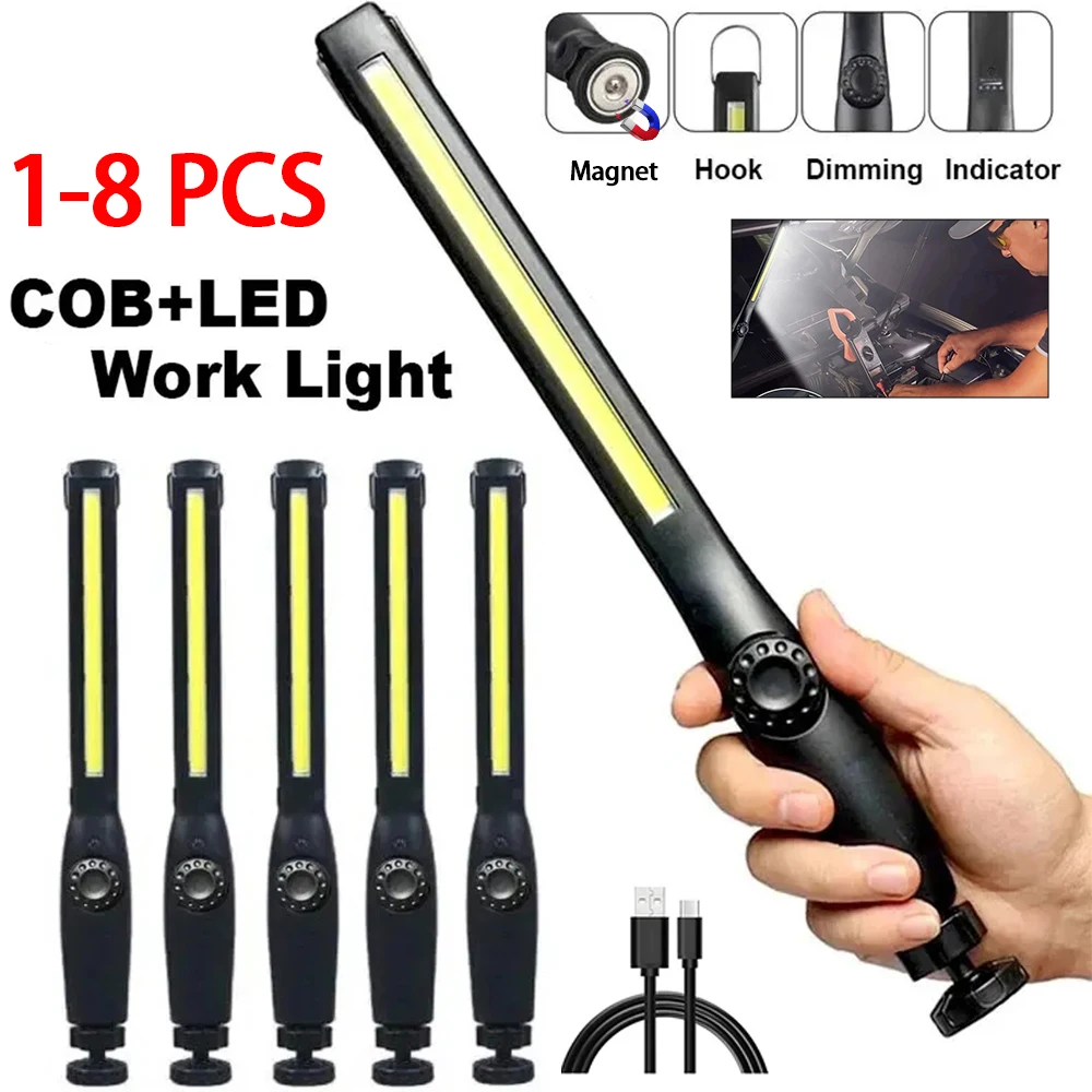 COB Portable Rotating LED Work Lights Ultra Bright Magnetic LED Work Lamp Inspection Lights for Outdoors Car Repair Emergency