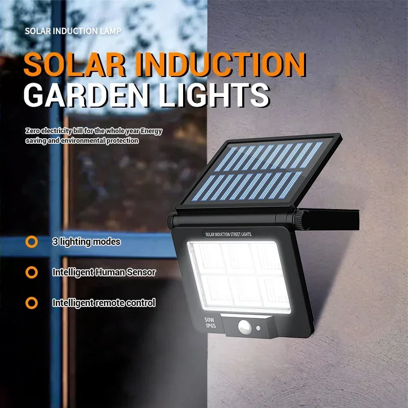 

LED Solar Lights Outdoor Waterproof Floodlight with Motion Sensor Remote Control Solar Lamps 3 Modes for Patio Garage Garden