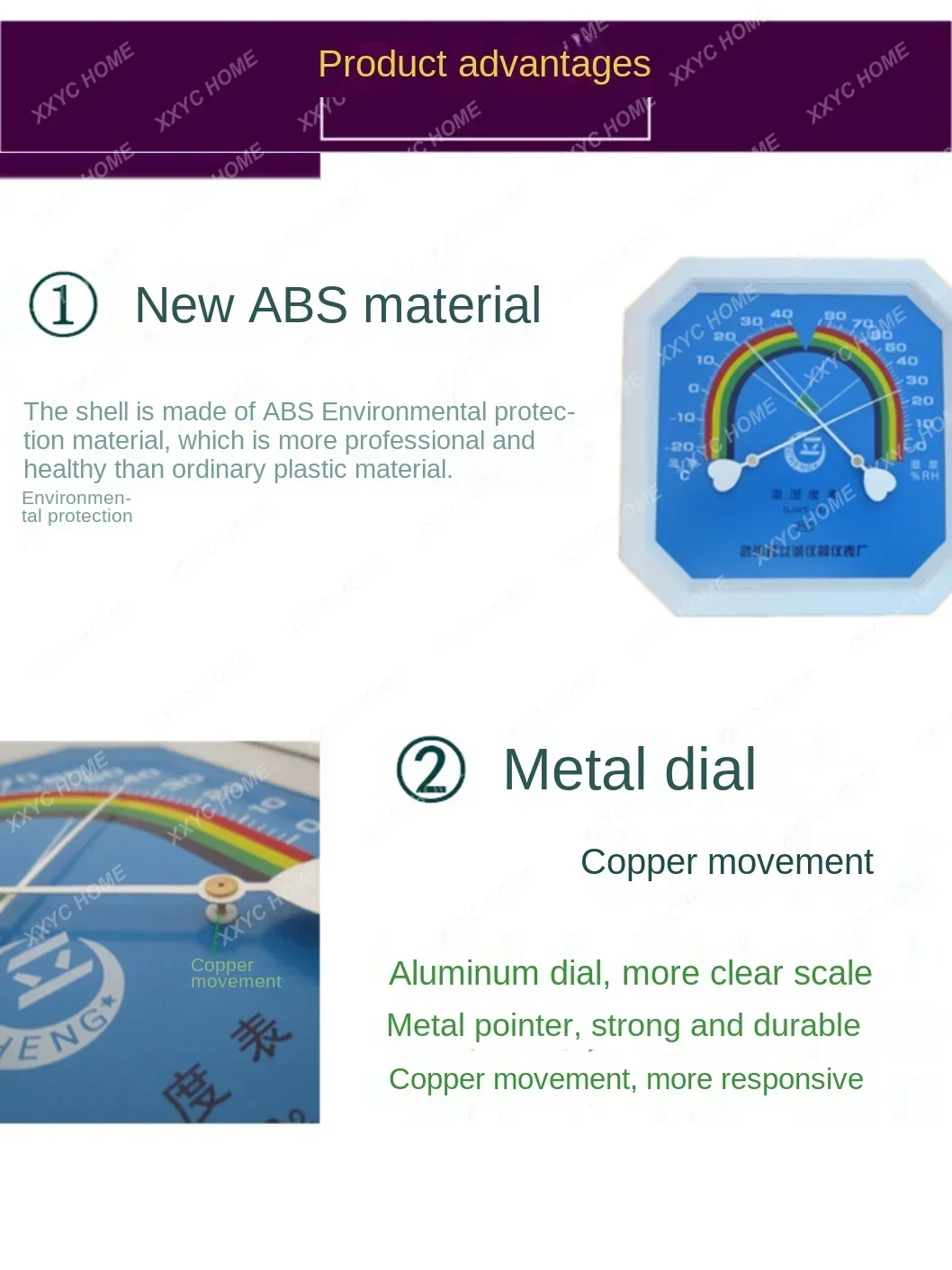 Termometer termohigrometer pasang dinding, termometer apotek kering dan basah otomatis rumah tangga