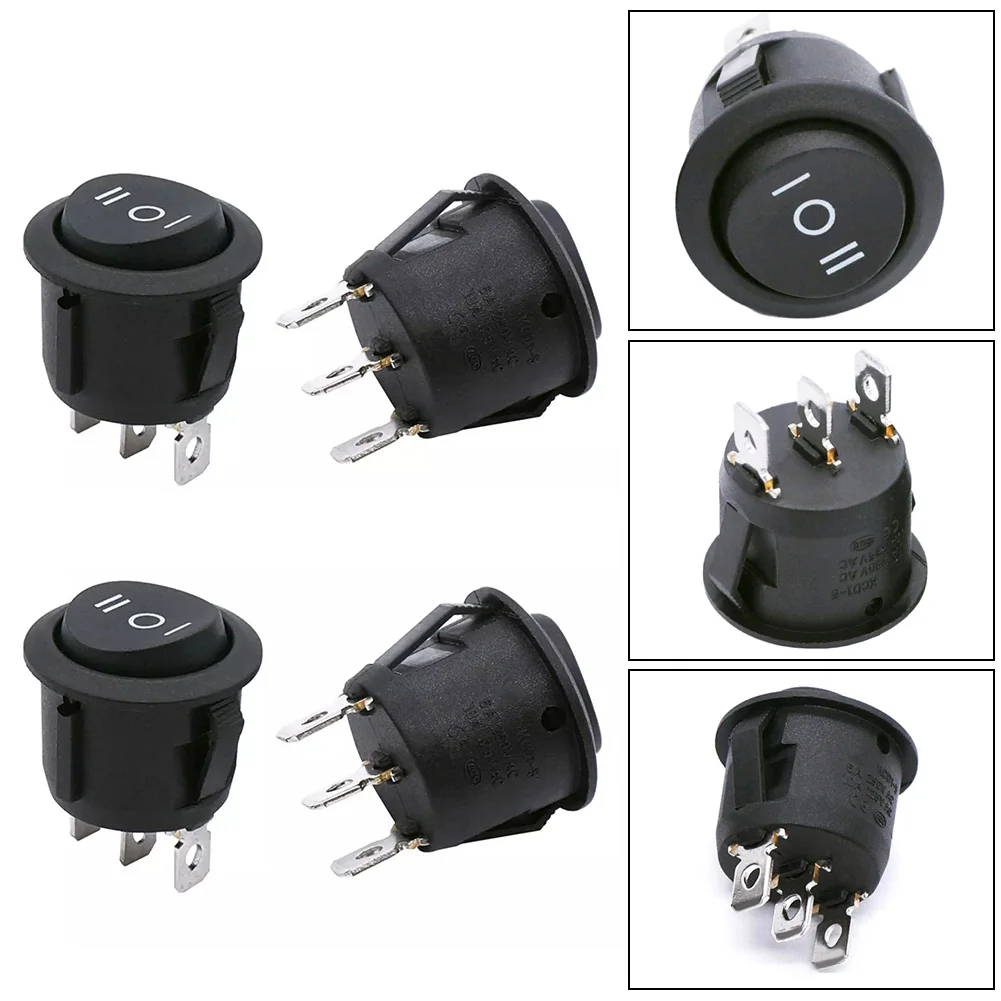 For Autos 3 Pin Rocker Switch For Electrical Systems Quick Connect Terminals Round Toggle Switch Versatile Usage