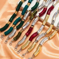 New Acrylic Chunky Bamboo Tube Necklace for Woman Men Personlized Big Curved Beads Stack choker Collier 2024 Summer Jewelry Gift