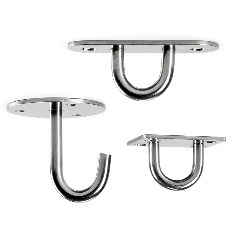 2Pcs Solid Stainless Steel Thickened Fan Hook U-Shaped Fixed Hook Pendant Potted Crystal Lamp Top Mounted Hook