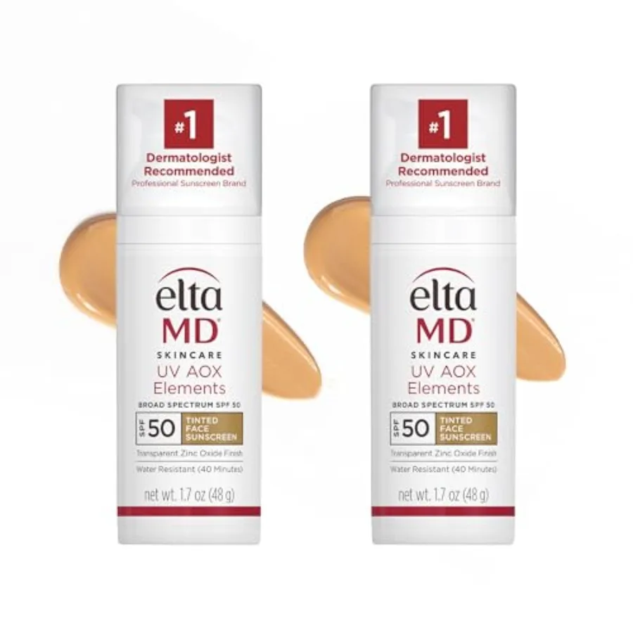 Protector solar facial para piel sensible y seca: mineral, con color, SPF 50, enriquecido con antioxidantes, 1.7 oz con bomba dosificadora