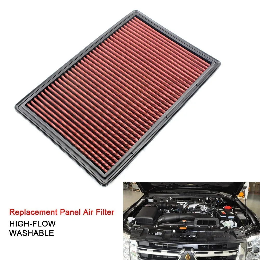 Replacement Panel Sport Air Filter For Mitsubishi Pajero 3 4 Shogun Montero V6 2000-2017 Washable High Flow Air Filter