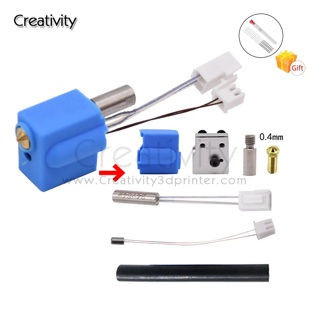 3D Printer Heated Block Kit Silicone Nozzle Throat Handle Thermistor Heating Pipe For Artillery Sidewinder X1&Genius and Hornet