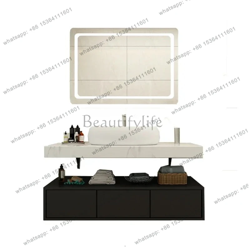 

45Nordic Smart Bathroom Cabinet Combination Bathroom Antifog Glasses Wall-Mounted Bathroom Cabinet Cabinet on Art Basin