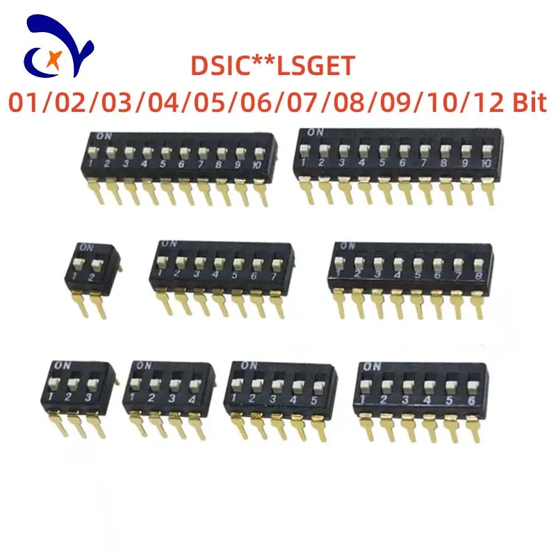 5PCS DIP Switch DSIC 1/2/3/4/5/6/7/8/9/10/12 Bit 2.54mm High Temperature Resistant