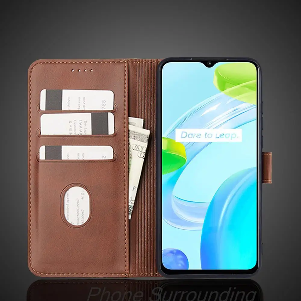 Realme C30 Case Wallet Flip Cover Leather Case for OPPO Realme C30 Pu Leather Phone Bags protective Holster Fundas Coque