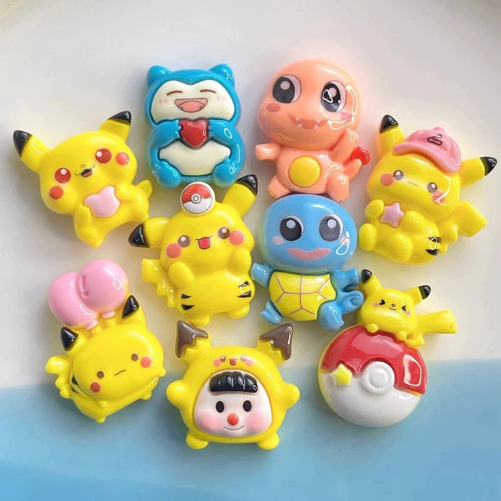 Lot de 9 patchs en résine brillante Pokémon Kawaii, modèle de personnage de dessin animé pour colle crème DIY, décoration DIY, ornement de voiture, jouets cadeaux