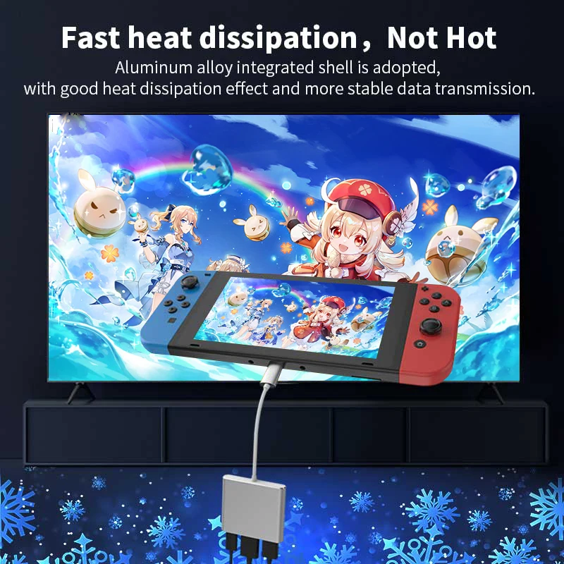 Type-c HUB 4K Ke Adaptor Yang Kompatibel dengan HDMI untuk Nintendo Switch 1080P HD Video Converter 3.0 PD Adaptor Pengisi Daya untuk MacBook Pro