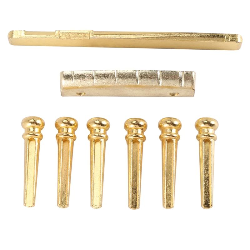 

6PCS Guitar Brass Bridge Pins Saddle Nut Replacement Parts For Acoustic Guitar