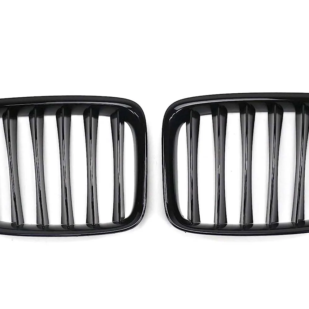 2PCS Car Front Kidney Grill Glossy Black 1 Slat Racing Grills For BMW X1 Series E84 SDrive XDrive 2009-2016 Car Accessories