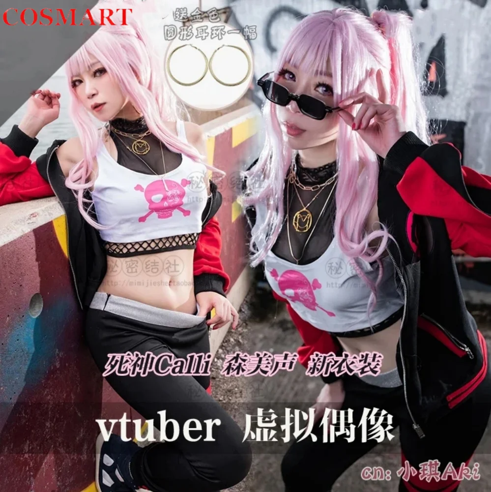 COSMART Anime Vtuber Hololive Mori Calliope Game Suit Lovely Uniform Cosplay Costume Halloween Party Role Play Outfit NEW