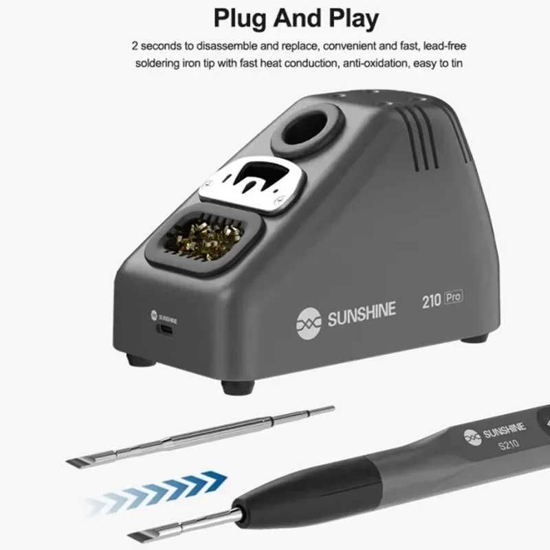 SUNSHINE S210 Pro Intelligent Welding Station LED LCD Display100-450℃ Free Temperature Control Quick Heating Soldering Iron