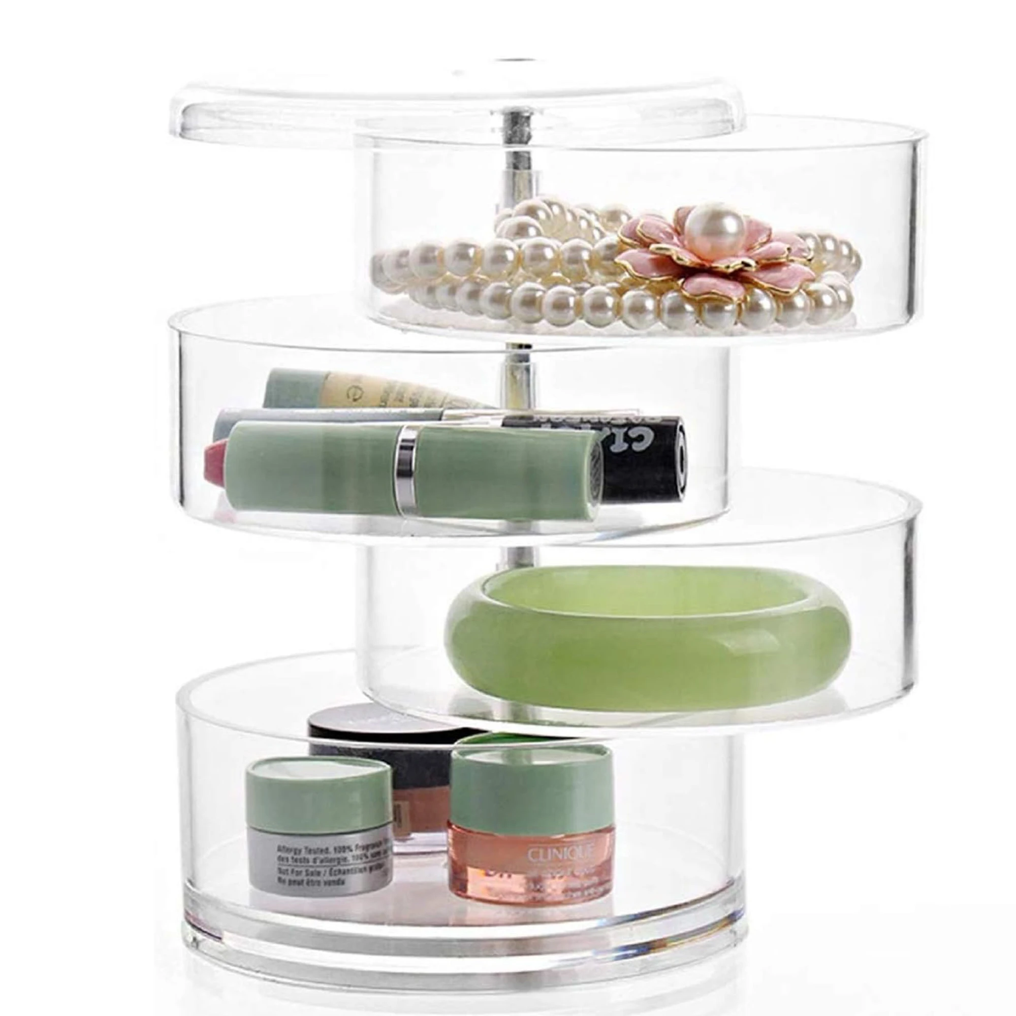 1Pcs 2/3/4/5 Layers Transparent Rotating Plastic Storage Box Large Capacity Dustproof Box for Bracelet Earring  Jewelry Display