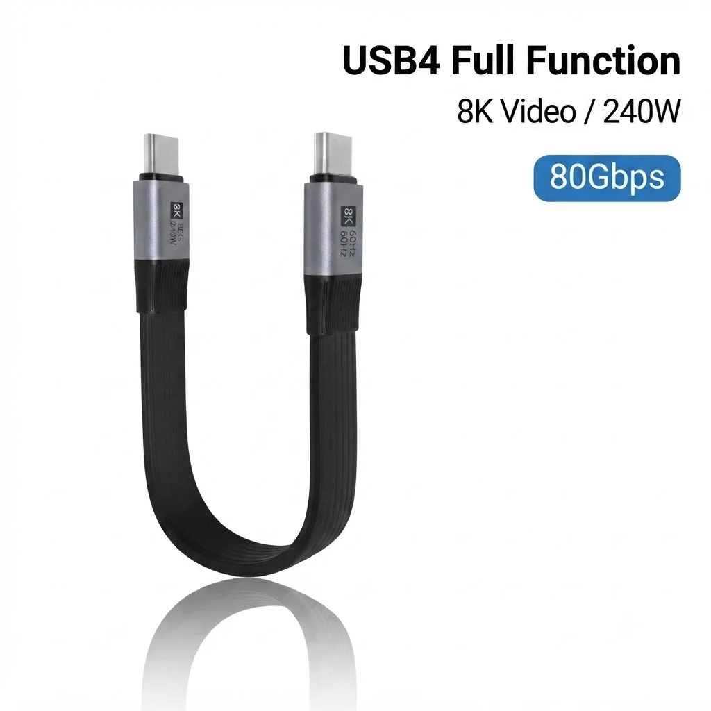 New Short USB C to USB C Full Function Cable USB4 Date Cable 80Gbps 8K PD 240W Cord for Thunderbolt 4/5 iPhone Laptop SSD