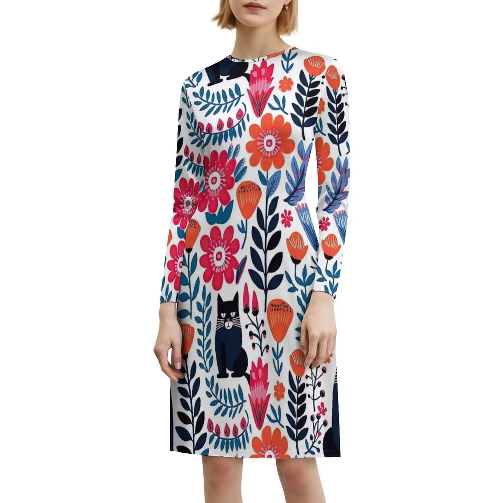 القطط النابضة بالحياة أوراق الزهور أنماط الأزهار بوهو شيك فستان أنيق موضة شاطئ حفل زفاف ثوب Wonderof زهرة خفيفة #6