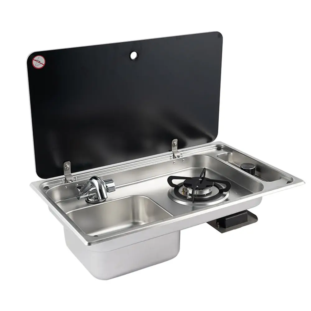 

Integrated Gas Stove Sink Combination, Stainless Steel Universal Outdoor Gas Stove With Cover, Gas Camping Stove Burner