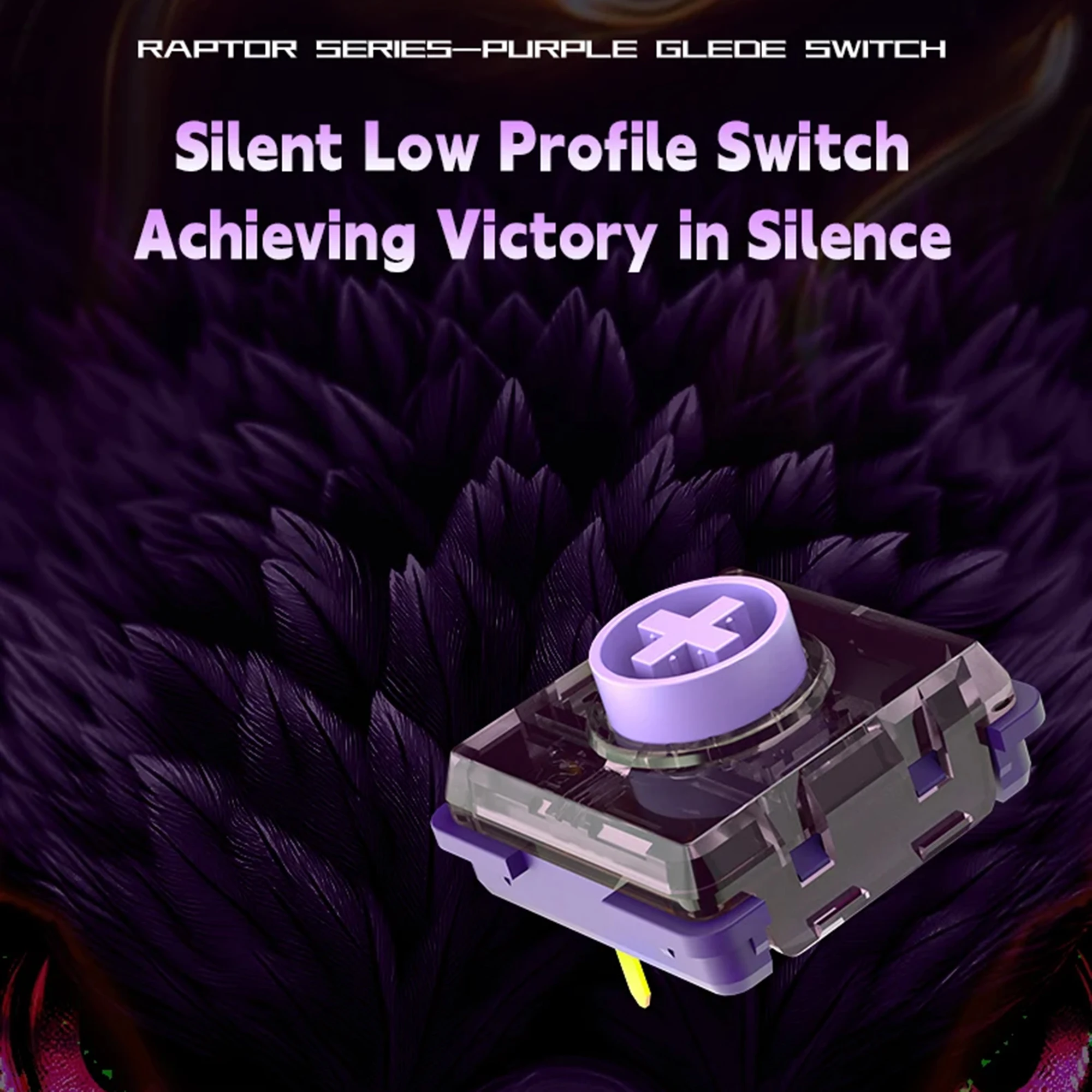 Kailh Purple Iris Silent Mini 1353 Series Low Profile Switches Linear Fast Actuation 3-Pin for HITBOX Mx Mechanical Keyboards