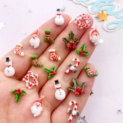 50pcs Resin Colorful Christma Nail Art Decor Santa Claus Snowman Fruit leaves Magic wand Flatback Rhinestone DIY Scrapbook Decor