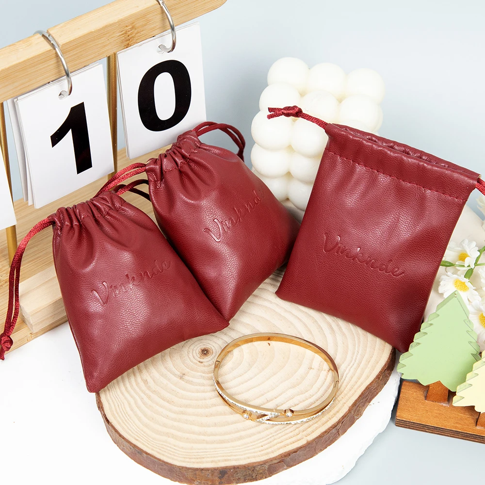 50 حزمة مخصصة النقش شعار بو الجلود الرباط الحقيبة الفاخرة للماء السفر حقيبة مستحضرات التجميل لتخزين المجوهرات والمجوهرات العطور