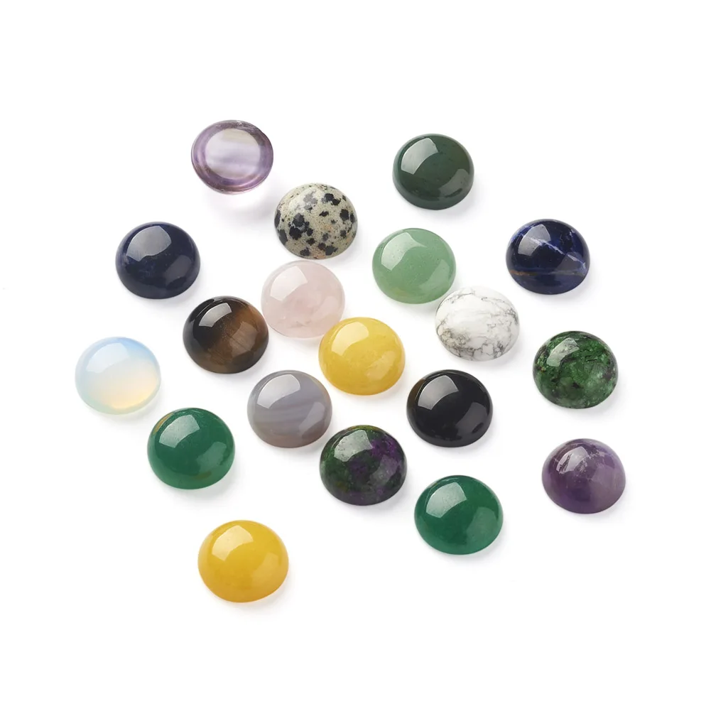 

30Pcs Natural & Synthetic Gemstone Cabochons Half Round 2 Sizes Stone Cabochon Settings Pendants Necklace Bracelet DIY Jewelry