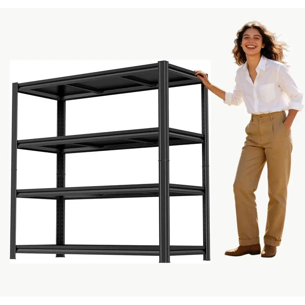 

4-Tier Adjustable Heavy-Duty Metal Storage Shelves, Garage Utility Kitchen Pantry Rack, 54H x 45W x 16D, Black