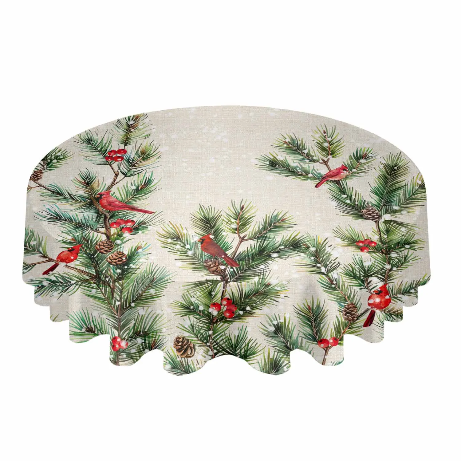 Christmas Pine Needles With Berries Waterproof Tablecloth Wedding Holiday Table Cloth Kitchen Dining Table Cover Picnic Mat