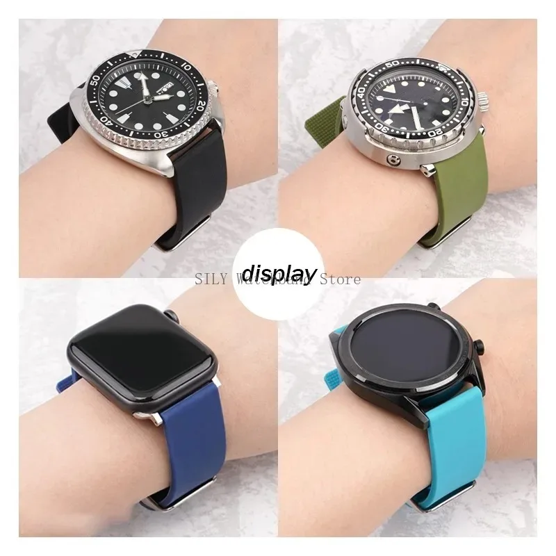 Universal Silicone Watch Strap Men Women Smartwatch Band Soft Rubber Sport Bracelet Waterproof Replacement Wristbelt Accessories image 5